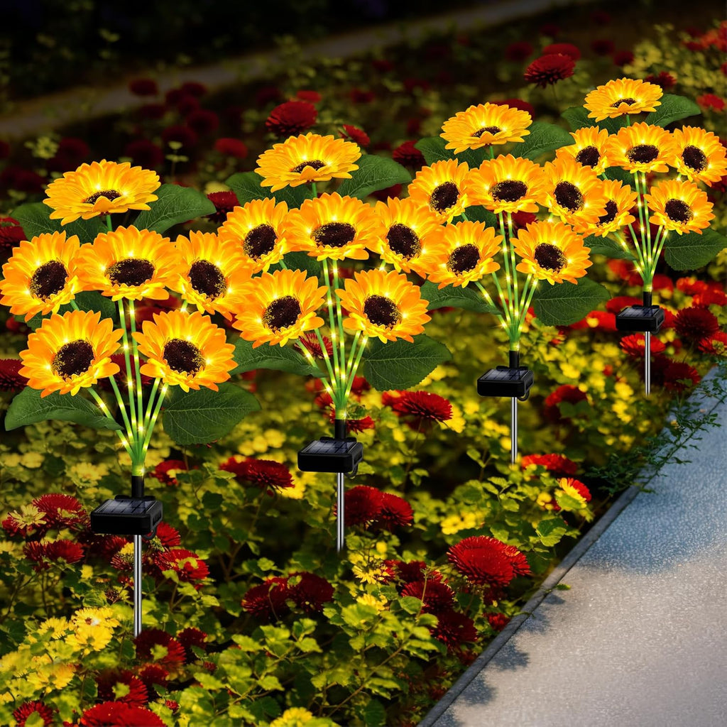 🔥Hot Sale 49% off  Each one $9.9🌟🌻 Solar Powered LED Sunflower Garden Lights Set