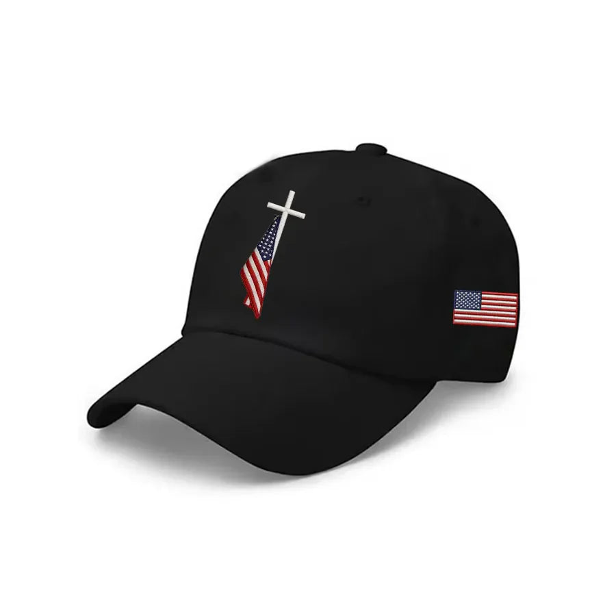American Flag Cross Independence Day Baseball Cap