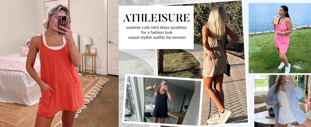 ⚡Hot Sales 49% OFF🔥 Women's Summer Sleeveless Mini Dress with Built-in Shorts V Neck Spaghetti Straps Athletic Shorts Tennis Dress with Pockets