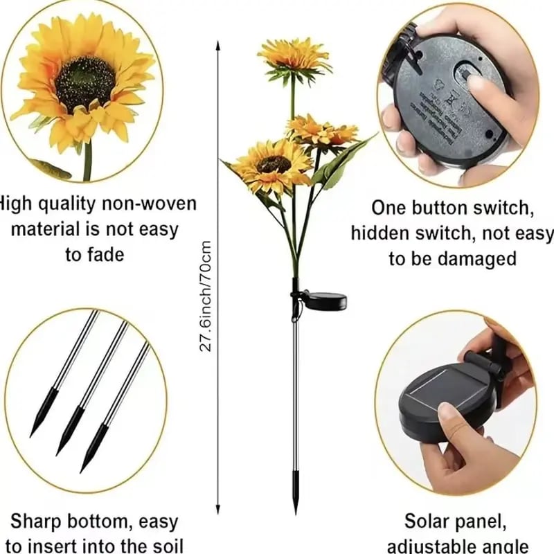 🔥Hot Sale 49% off  Each one $9.9🌟🌻 Solar Powered LED Sunflower Garden Lights Set
