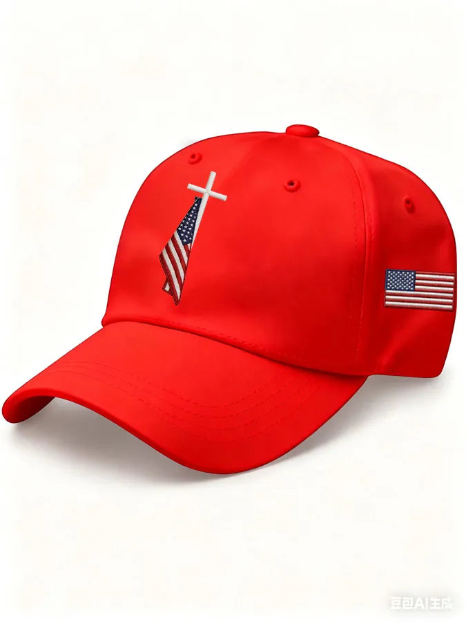 American Flag Cross Independence Day Baseball Cap