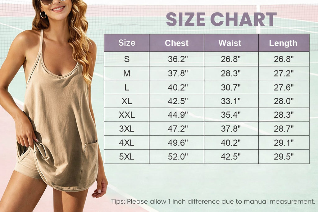 ⚡Hot Sales 49% OFF🔥 Women's Summer Sleeveless Mini Dress with Built-in Shorts V Neck Spaghetti Straps Athletic Shorts Tennis Dress with Pockets