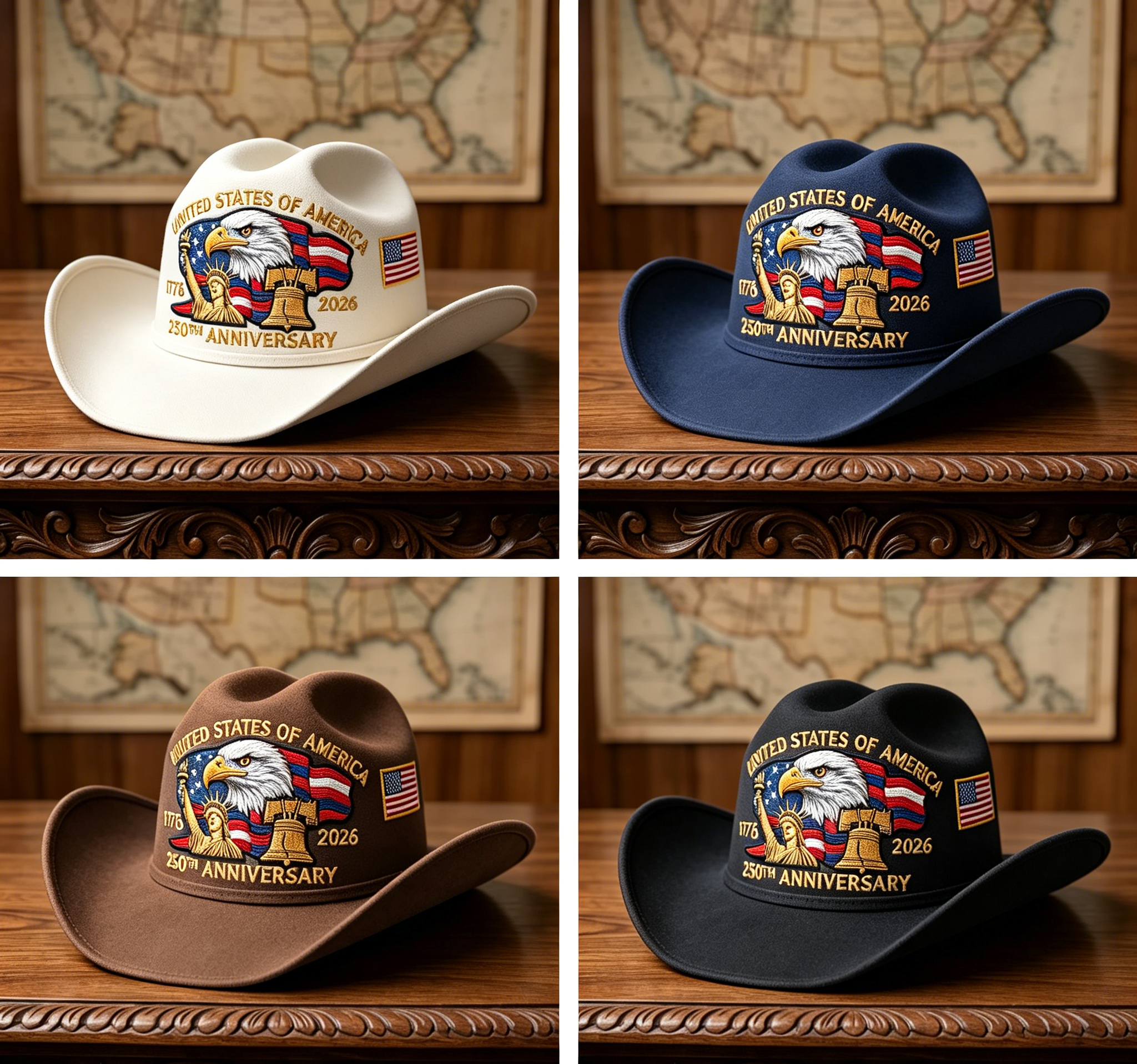 🔥Flash Sale-58% Off🔥⚡250th Anniversary Embroidered Cowboy Hat🦅