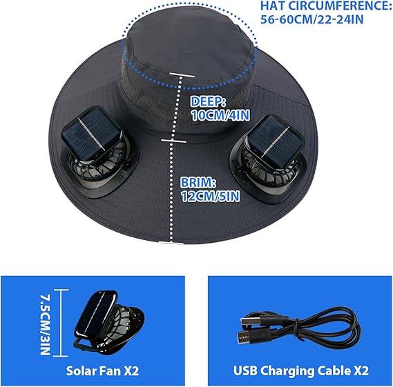 🏆 50K+ SOLD! 49% OFF – Almost Gone-⚡2025 New Ultralight Solar Fan Sun Hat – Lighter Than a Baseball!⚾(Only 11oz)